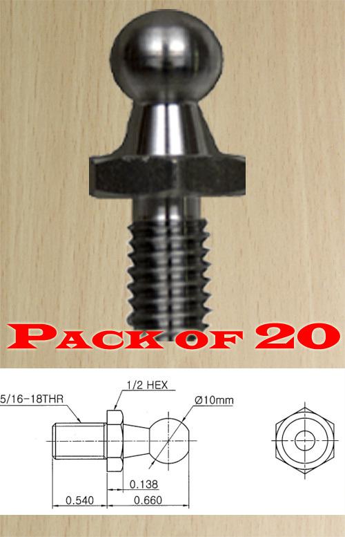 Find Ball Studs 10mm=(3/8") 5/16 X 18 Black 20 Pack in San Marcos