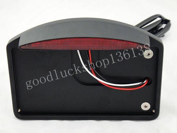 Side mount license plate led tail brake light for harley customs choppers black