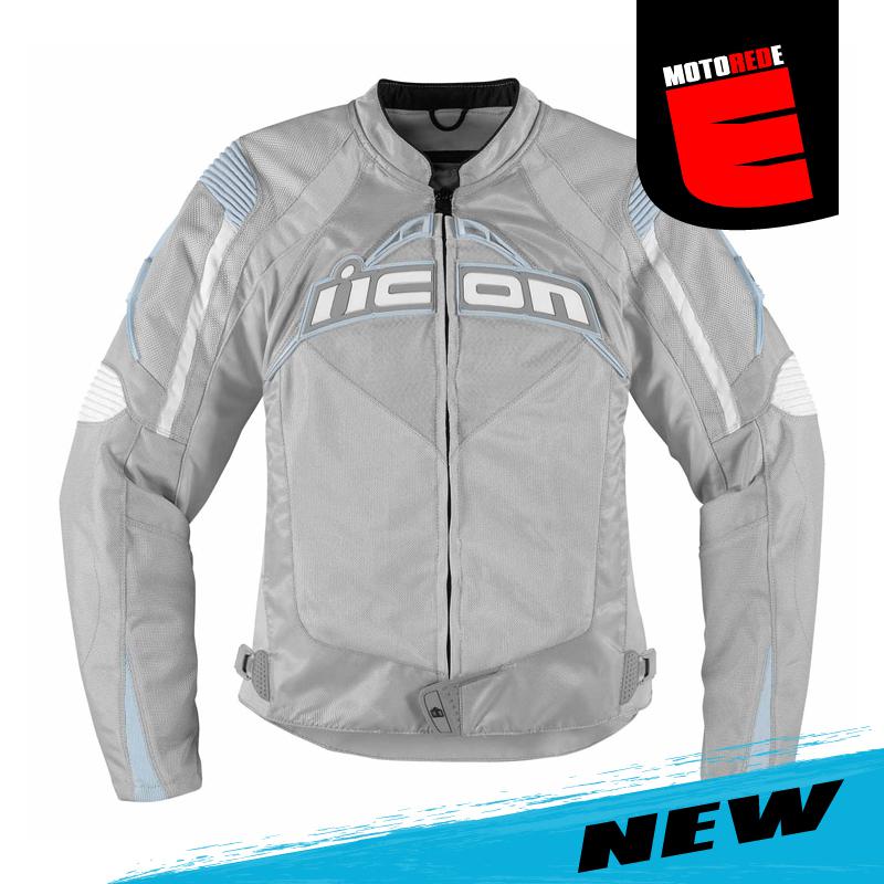 Icon contra womens motorcycle textile jacket silver gray blue small sm s