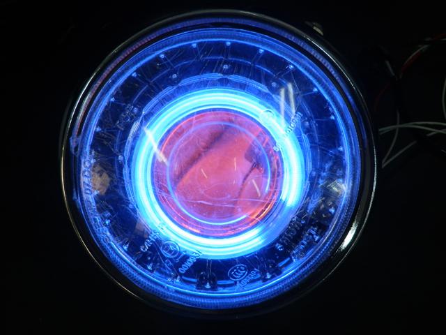 Chrome steel h3 side mount headlight w/ angel demon eye for honda cruiser dot