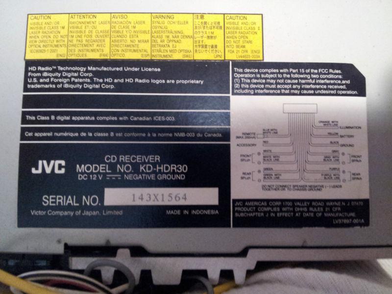 JVC KD-HDR30 CD/AUX RECEIVER SINGLE DIN UNIT with removable face , US $9.99, image 2