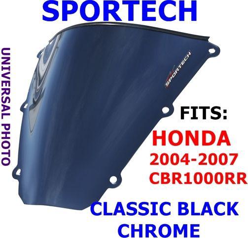 Sportech windshield /windscreen classic black chrome 2004 - 2007 honda cbr1000rr