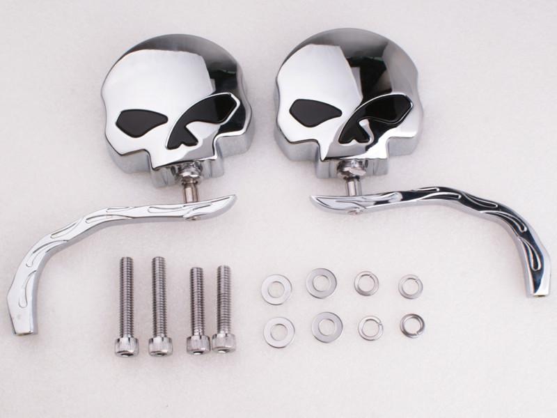 2x Chrome Skull Mirrors For Harley Springer Heritage Dyna Glide Softail Classic, US $34.95, image 2