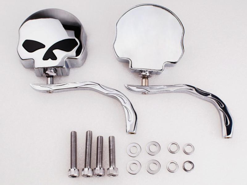 2x Chrome Skull Mirrors For Harley Springer Heritage Dyna Glide Softail Classic, US $34.95, image 3