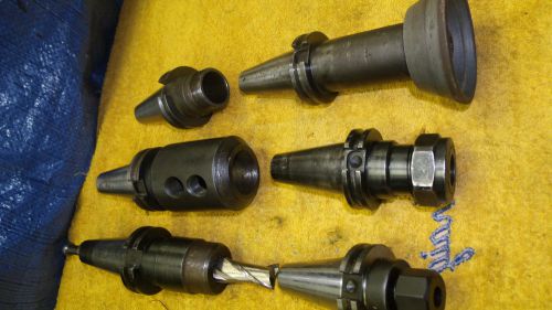 Lot (6) cat40 tool holders briney collet valentine diamond grinder carboloy mill