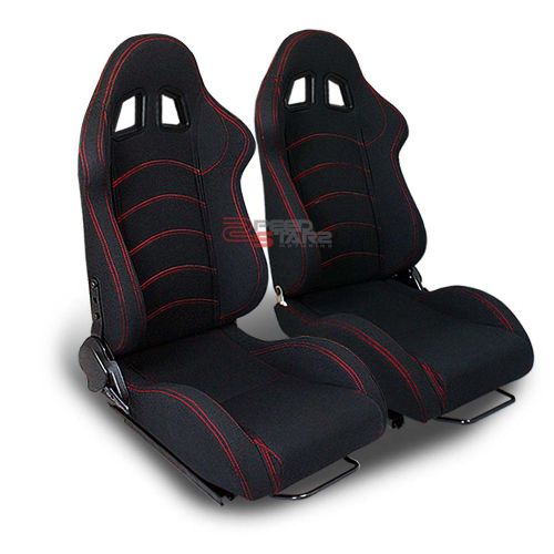 2 type-f1 fully reclinable sports style racing seats+universal slider rails set
