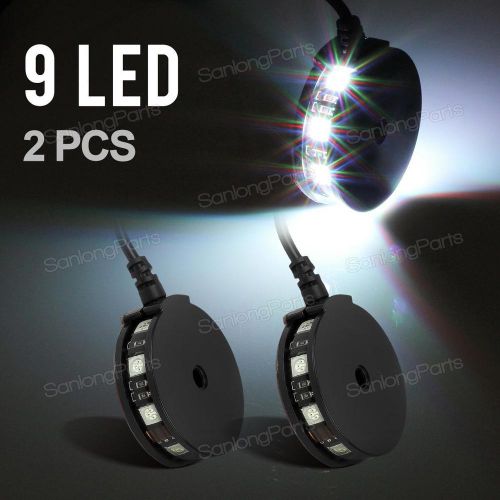2x new white led motorcycle wheel rim accent light 9-5050-smd w black housing