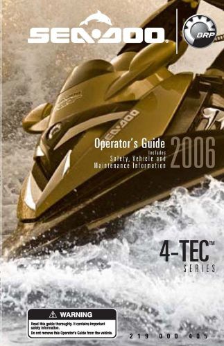 Sea-doo owners manual book 2006 4-tec series gtx 4-tec series, wake, rxt &amp; rxp
