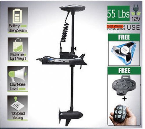 Black bow mount trolling motor 55 lbs 12v with extra prop, foot+wireless control