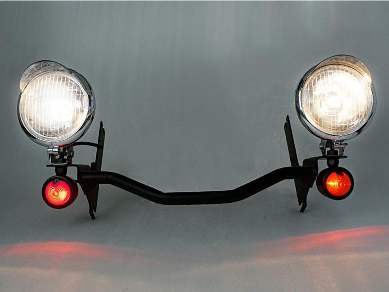 Black driving passing spotlight bar red turn signals for harley touring custom