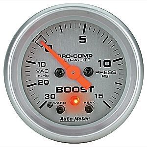 Auto meter 4376 ultra-lite series gauge 2&#034; boost/vacuum full sweep electric