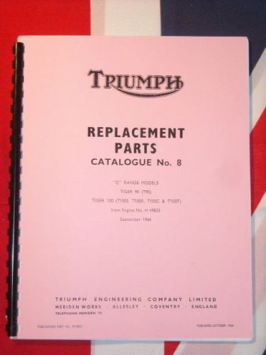 Parts manual fits triumph 1967 t100r daytona t100t tiger t100c trophy 500cc twin