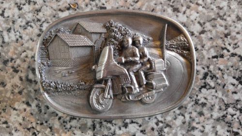 Vintage belt buckle - motorcycle cruising the countryside -very decorative