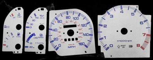 160mph silver reverse glow gauge face luminescent overlay for 86-88 mazda rx-7