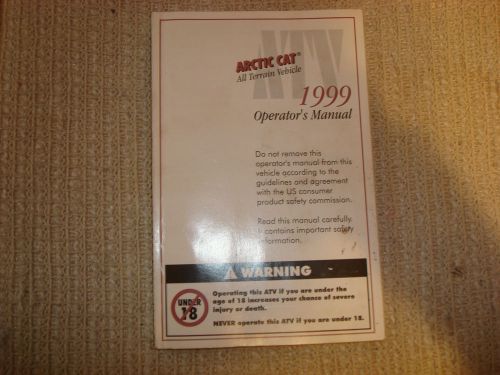 1999 arctic cat all terrain vehicle operator's manual