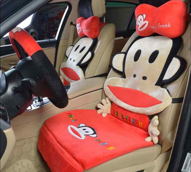 14PC-rose red plush cartoon mouth monkey design car seat cushion, US $180.00, image 1