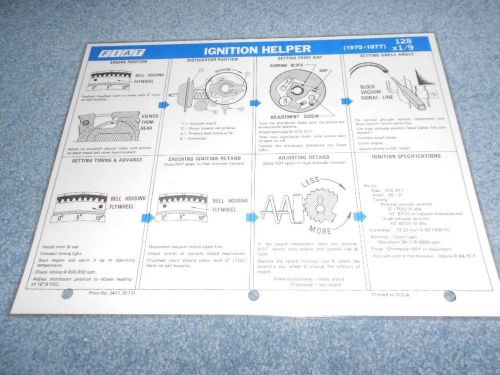 1975-1977 fiat ignition helper 124 131 128 x1/9 print no. 3411 (5/77) laminated
