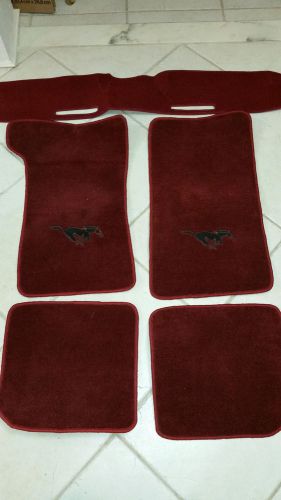 67/68 mustang red embroidered floor mats + dash pad