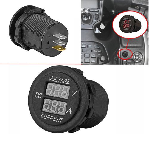 Auto car motorcycle dual red led digital ammeter voltmeter voltage meter dc 12v