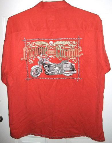 Harley davidson silk embroidered chrome sweet chrome motorcycle ss camp shirt xl