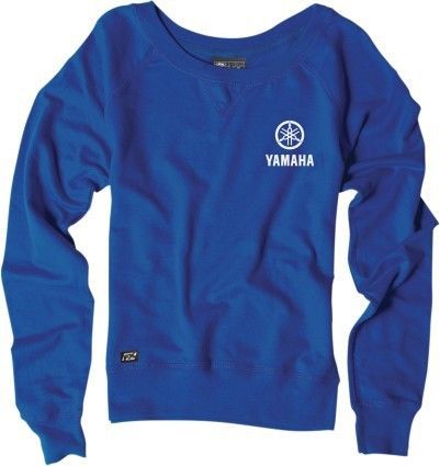 100% logo womens pullover sweatshirt yamaha blue/white
