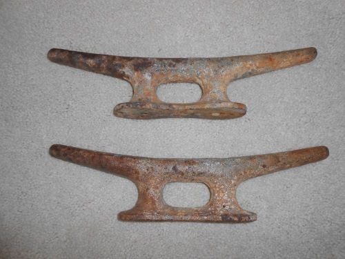 Two extra large vintage antique boat deck cleats wonderful aged patina 14"l l@@k