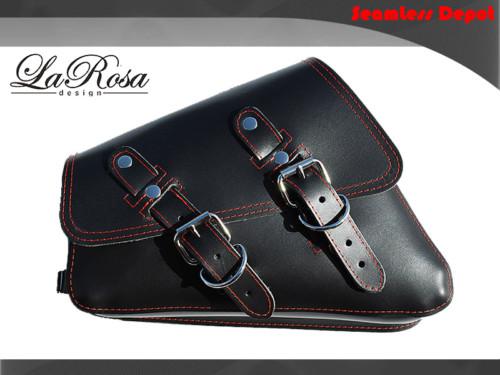 2004-2012 larosa black leather harley sportster red stitching left saddle bag 