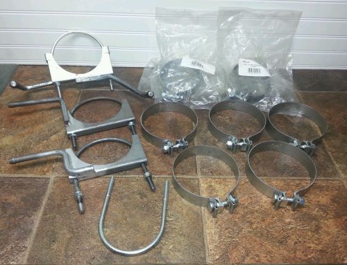 Lot of 12 diesel exhaust 4&#034; and 5&#034; clamps/hangers new free shipping