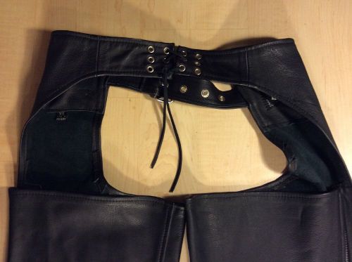 Mens excellent condition first genuine leather motorcycle riding chaps xs