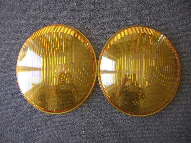 2 yellow bosch head light assembly lenses porsche 356 vw beetle bug 1200 cox nos