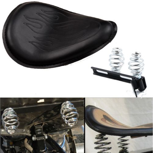 Motorcycle harley davidson leather solo seat 3.1" spring backrest bobber chopper