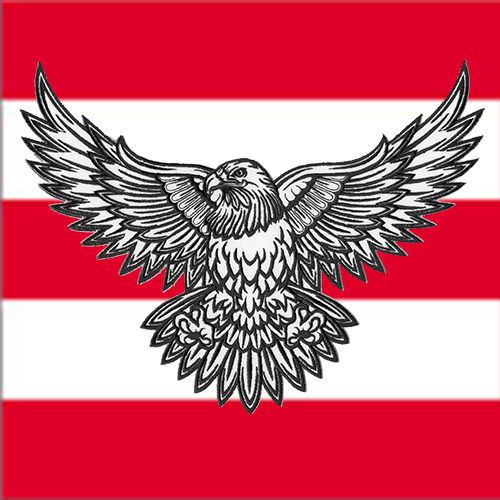 Large eagle usa symbol black-white tattoo style us embroidered iron-on patch 12"