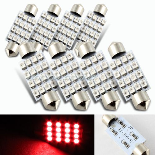 6x 41mm 16 smd red led panel interior replacement dome light lamp festoon bulb
