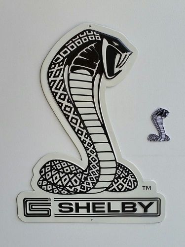 Large ford mustang gt500 shelby cobra super snake metal emblem signs