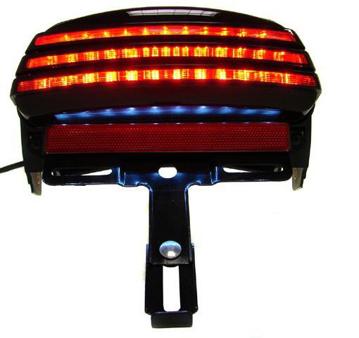 Smoke tri-bar fender led tail light +bracket for harley softail fxst fxstb fxstc