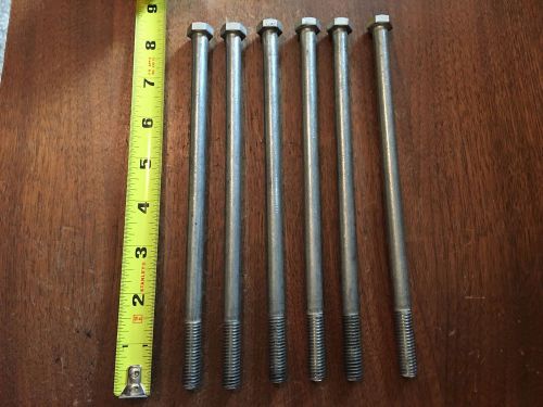 Lot of 6 the s30400 stainless steel bolts 3/8&#034; - 16  x 8&#034; long marine grade