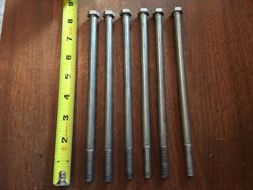 Lot of 6 the s30400 stainless steel bolts 3/8" - 16  x 8" long marine grade