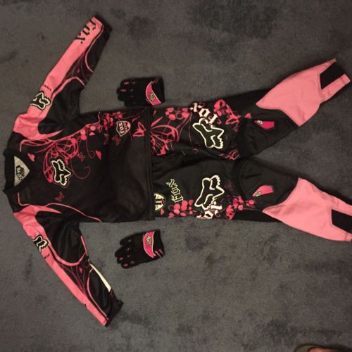 Girls pink fox 180 racing gear