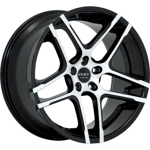 R954mm5h15n74 22x9 5x120 wheels rims black +15 offset alloy 5 spoke concave