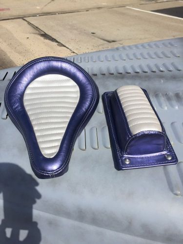 Chopper bobber solo seat and p pad  purple pearl leather harley triumph bsa