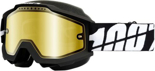 100% accuri snow goggles black w/mirror gold lens 50213-061-02