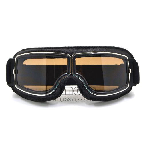 Leather eyewear goggles aviator pilot glasses retro helmet driving motorcycle