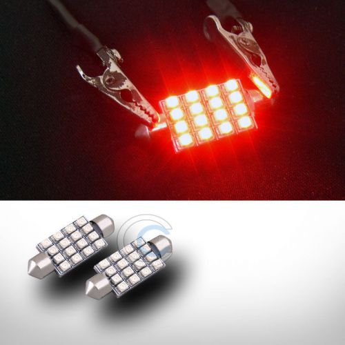 2x red 41mm festoon 16 count smd led light bulb interior/door lamp 212 214-2 569