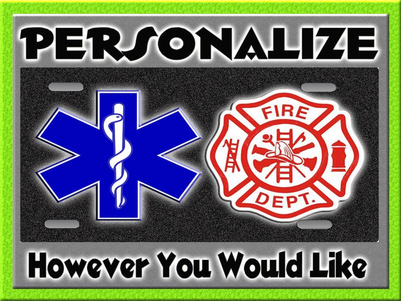 Fire rescue maltese star of life   personalized license plate auto car tag  sign