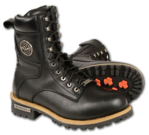 Milwaukee leather men's lace to toe boots w/ side zipper  black-regular