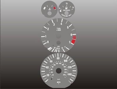 1996-2004 bmw e39 e38 e53 5-series cluster grey face gauges