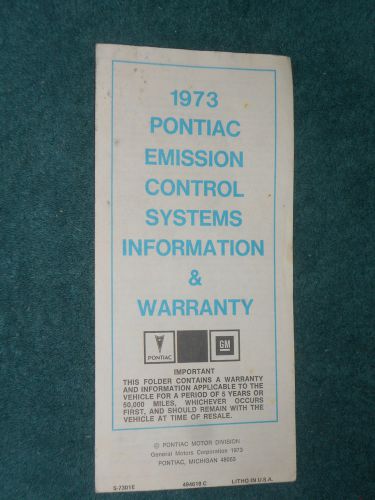 1973 pontiac / firebird trans am &amp; more emission control system info &amp; warranty