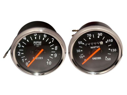 Smith replica speedometer tachometer pair 150 mph black for norton triumph bsa