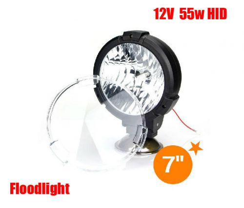 Aid 12v 55w 7&#034; black floodlight car dome hid light travel jeep spotlight &amp;$
