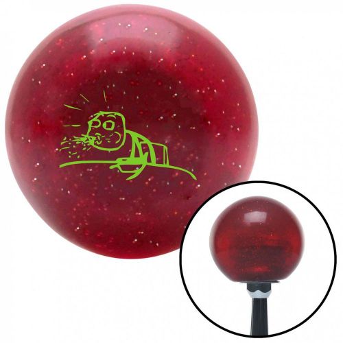 Green guy cereal spitting  red metal flake shift knob with 16mm x 1.5 insert bbc